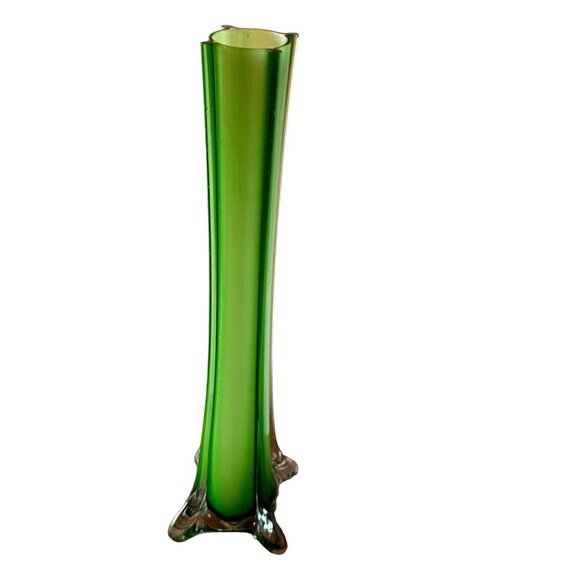 MCM Retro Green and White Vase 11 3/4” Tall - Picture 2 of 8